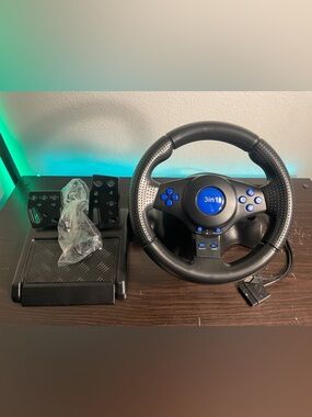 Vibration Steering Wheel PS2/PS3/PC USB Sony PlayStation Accessory